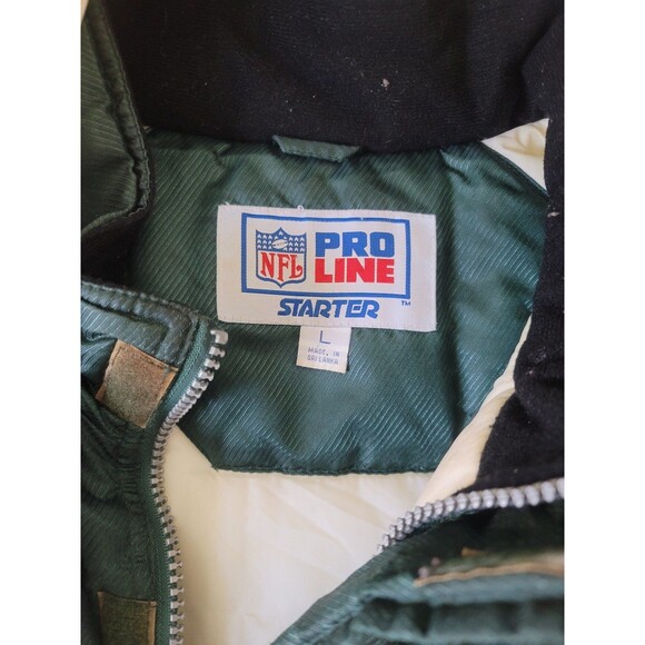 Vintage NFL New York Jets Pro Line Starter Mens Large Half Zip Puffer Jacket - Picture 6 of 11